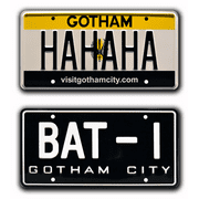 Batman & Suicide Squad | 1966 Batmobile   Vaydor | BAT-1   HAHAHA | Metal Stamped Replica Prop License Plate Combo