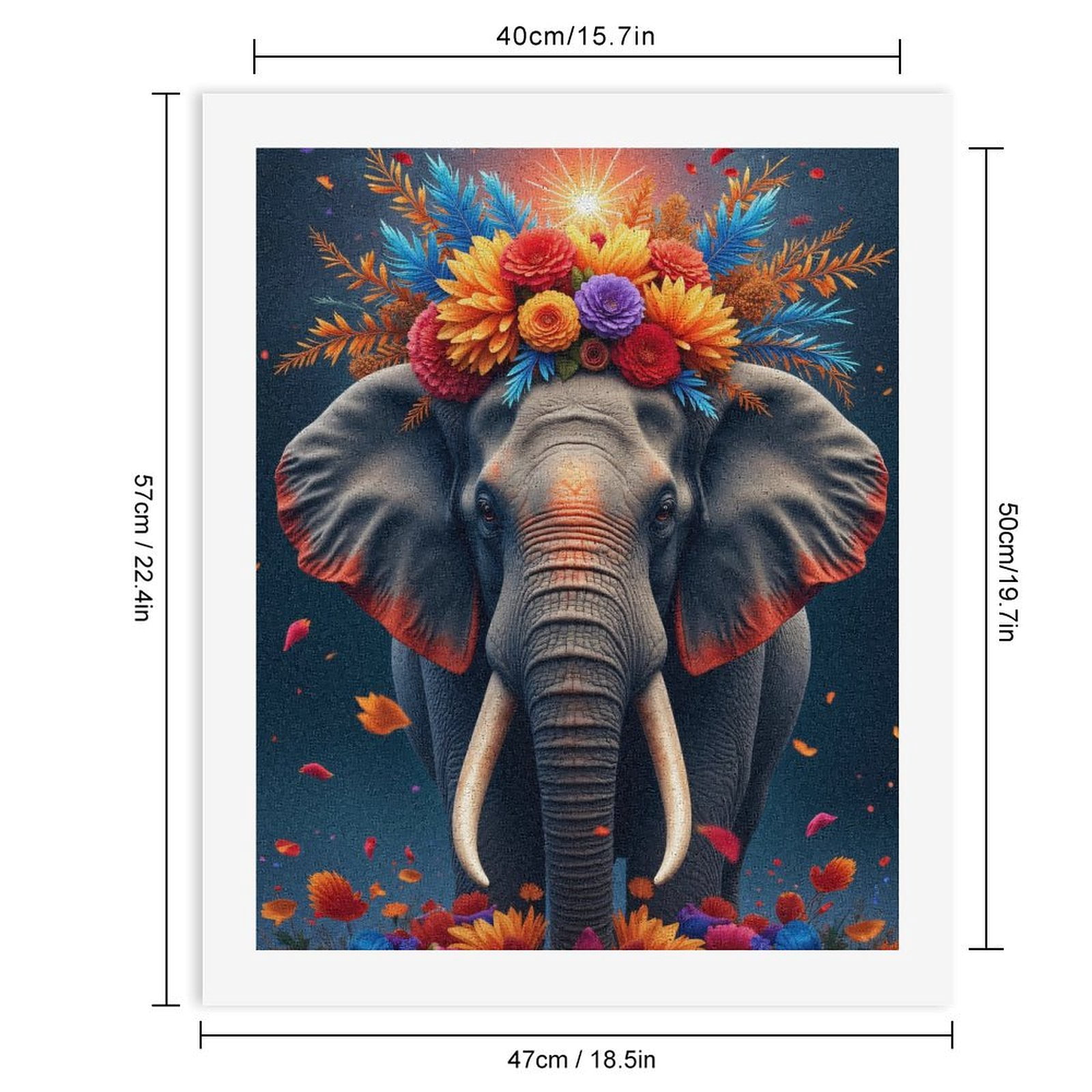 Paint By Numbers Kit for Adults Beginner - Elephant Floral Crown Art Fantasy DIY Canvas Painting Kits for Adults, Frameless Paint By Number for Adults for Home Wall Decor 16x20 Inch