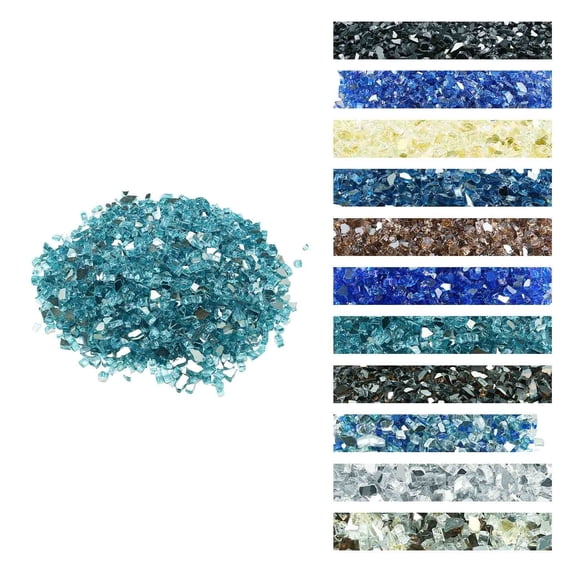 VEVOR Fire Glass, 10 LBS / 4.5 KG High-Temperature Resistant Fireplace Rocks, 1/2-Inch / 12.7 mm Reflective & Smokeless Firepit Glass Rock, High Luster Stone Landscaping for Fire Pit Table, Aqua Blue