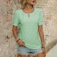 thumbnail image 4 of Ediodpoh Women's Round Neck T Shirt with Ruching Detail for Casual Home and Outdoor Wear Comfortable Spring Summer Top Pairs Perfectly with Jeans Tshirts for Women Light Green M, 4 of 7