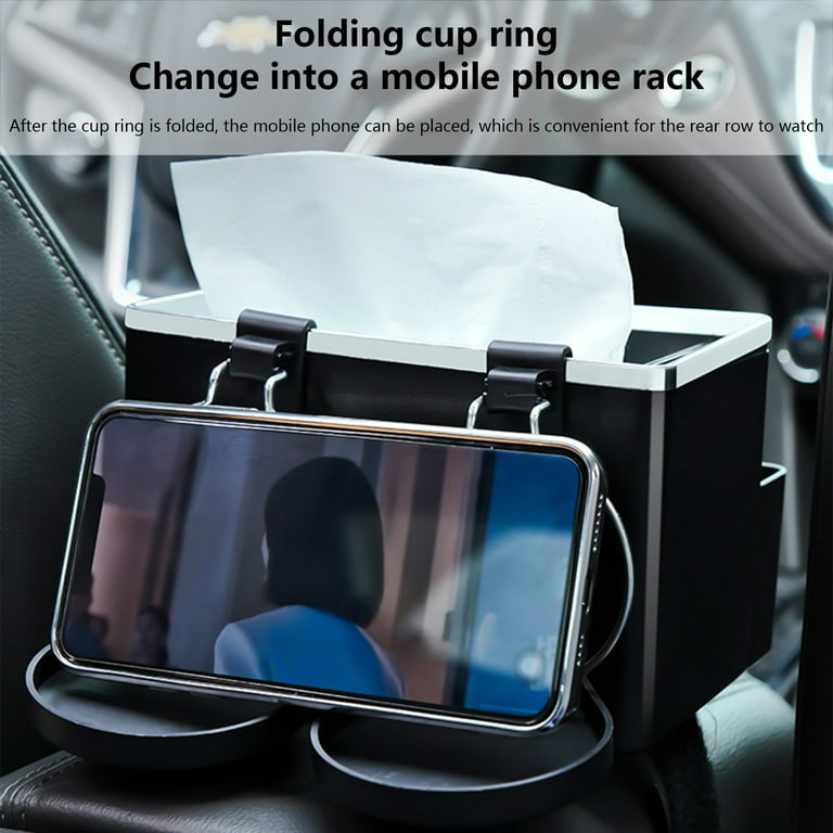 Car Headrest Seat Back Organizer Cup Holder Drink Bottle Organizer Phone  Tray Holder Storage Box for Phone,Key,Card,Wallet