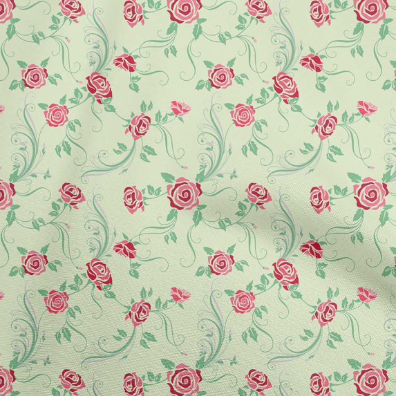 oneOone Viscose Jersey Teal Green Fabric Florals Quilting Supplies Print Sewing Fabric By The Yard 60 Inch Wide