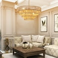 thumbnail image 4 of Luxurious Bohemian Rattan Chandelier - Woven Pendant Light Fixture with Adjustable Chain for Dining, Living Room, Bedroom - Antique Wood Finish, Unique Tiered Design (Wood,4-Tier), 4 of 9