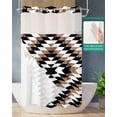 thumbnail image 2 of No Hook Shower Curtain with Snap in Liner, Boho Moroccan Brown Black and White Striped Geometric Hotel Shower Curtains for Bathroom, Washable Shower Curtain Liner Set with Mesh Top Window, 36"x72", 2 of 6