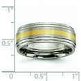 thumbnail image 6 of Chisel Titanium Brushed Center with 14k Gold Inlay 8.2mm Ridged Edge Band - Ring Size 9.0, 6 of 8