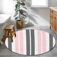 thumbnail image 4 of Pink and Round Living Room Rugs 3.3 ft, Grey Striped Rectangular Geometric Washable Area Rug with Non-Slip Sturdy Edge Binding Round Front Door Mat Floor Carpet for Entryway, 4 of 9