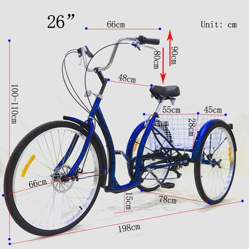 Buy WOCLEILIY 3 Wheeled Bike With Basket For Seniors, Women, Men. Adult