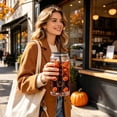 thumbnail image 4 of Halloween Can Shaped Glass Tumbler with Lid and Straw, 20oz Clear Drinking Cup with Spooky Designs, Reusable Iced Coffee Cup for Home Office Party Fall Halloween Gift, 4 of 6