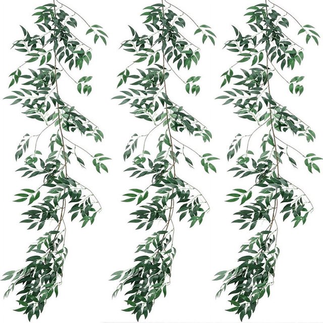 Paquete de 5 ramas de ratán de sauce sintético – Planta de sauce colgante de seda sintética, cuerda de corona verde para decoración de corona de fiesta de boda en interiores, decoración de jardín de pared al aire libre brillar Electrónica
