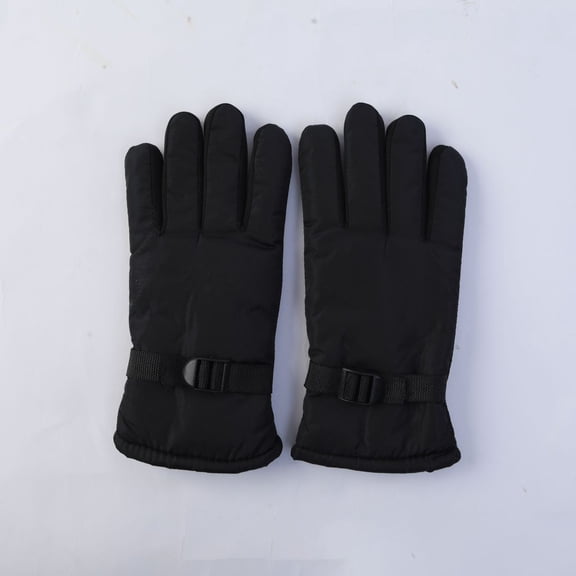 Kids Thickened Ski Gloves, Winter Warm Snowboard Gloves with Anti-Slip Design, Waterproof Cold Weather Outdoor Sports Mittens for Boys & Girls Ages 6-12 Years Old Black