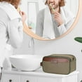 thumbnail image 3 of WITZMAN Canvas Toiletry Bag for Men Large Capacity Hanging Dopp Kit for Men Leather Toiletries Water-Resistant Bathroom Bag(A8002 Army Green), 3 of 9