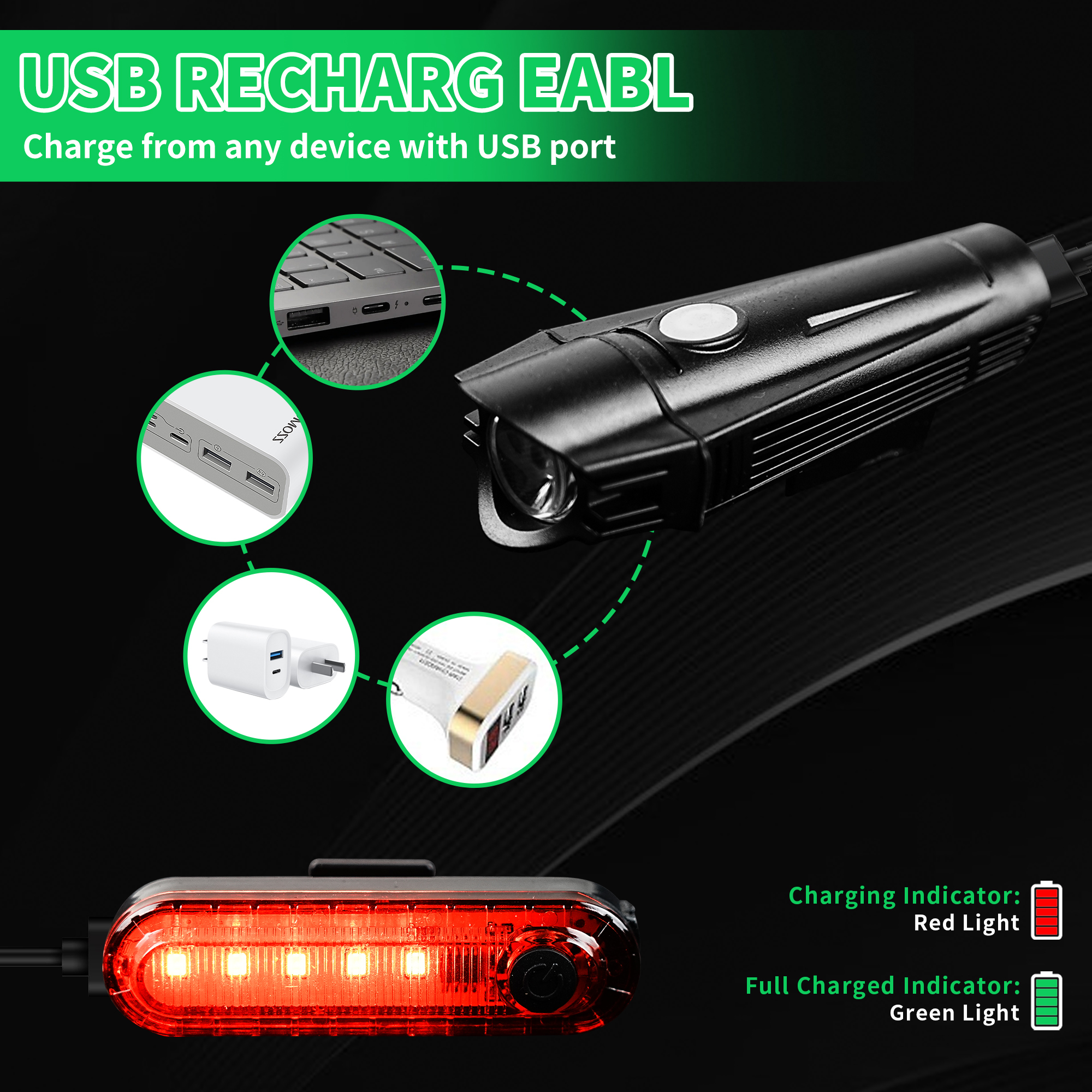 Busatia Ultra Bright USB Rechargeable Bike Light Set photo 2