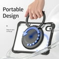 thumbnail image 4 of ELEHOLD Rotating Shockproof Case For iPad Mini 7th(A17 Pro) 2025/ 6th Generation 2022, Full Body Protection Clear Rugged Cover, 360° Rotating Ring Hand Grip Stand, Nylon Shoulder Strap,Black, 4 of 10