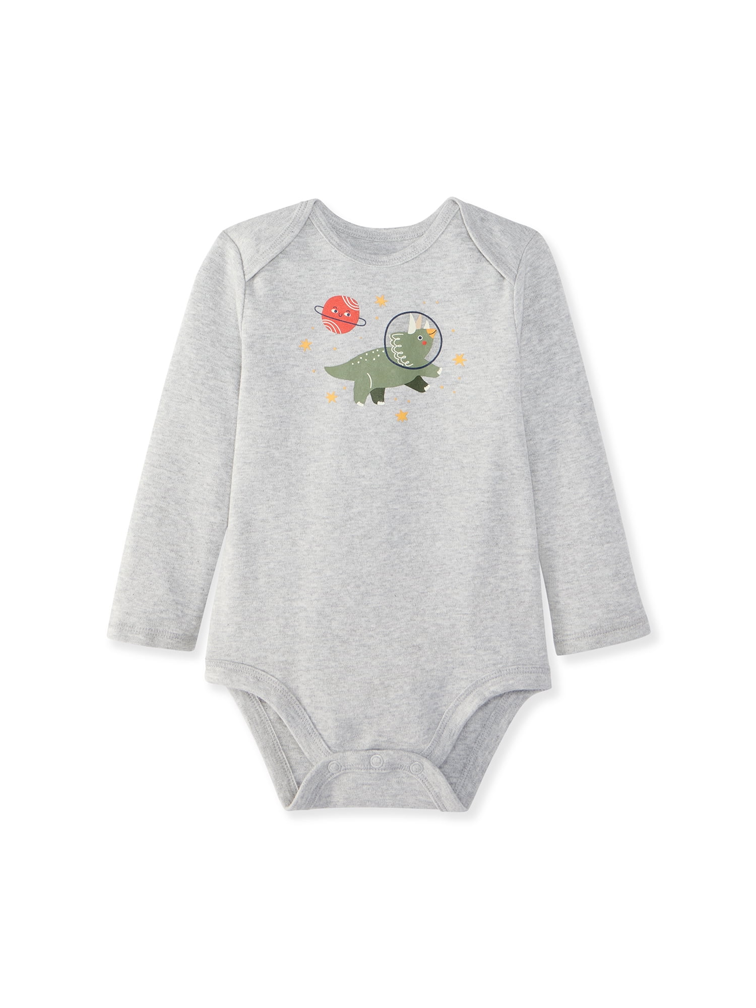 Garanimals Newborn & Baby 100% Cotton Long Sleeve Bodysuits, Sizes 0–24M, 4-Pack