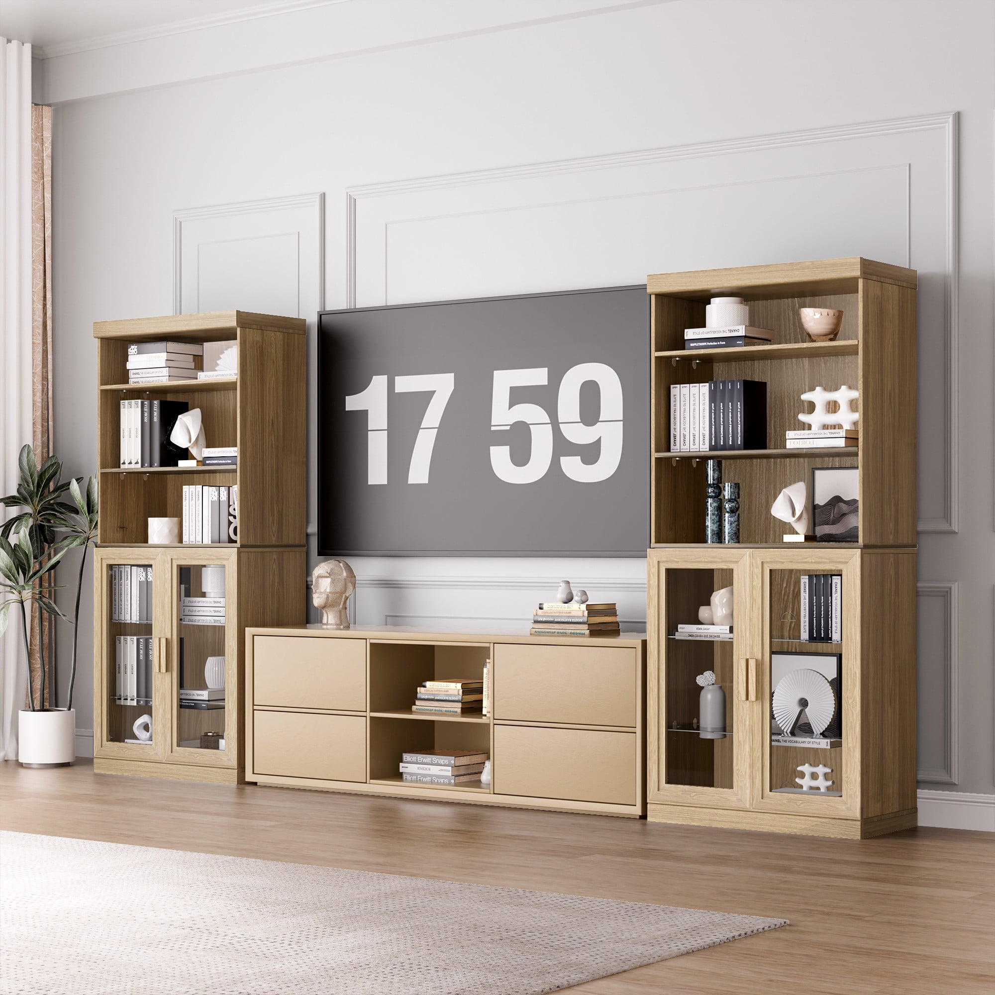 MAYEERTY Entryway Storage Cabinet Wood Accent Cabinet for Living Room,Brown