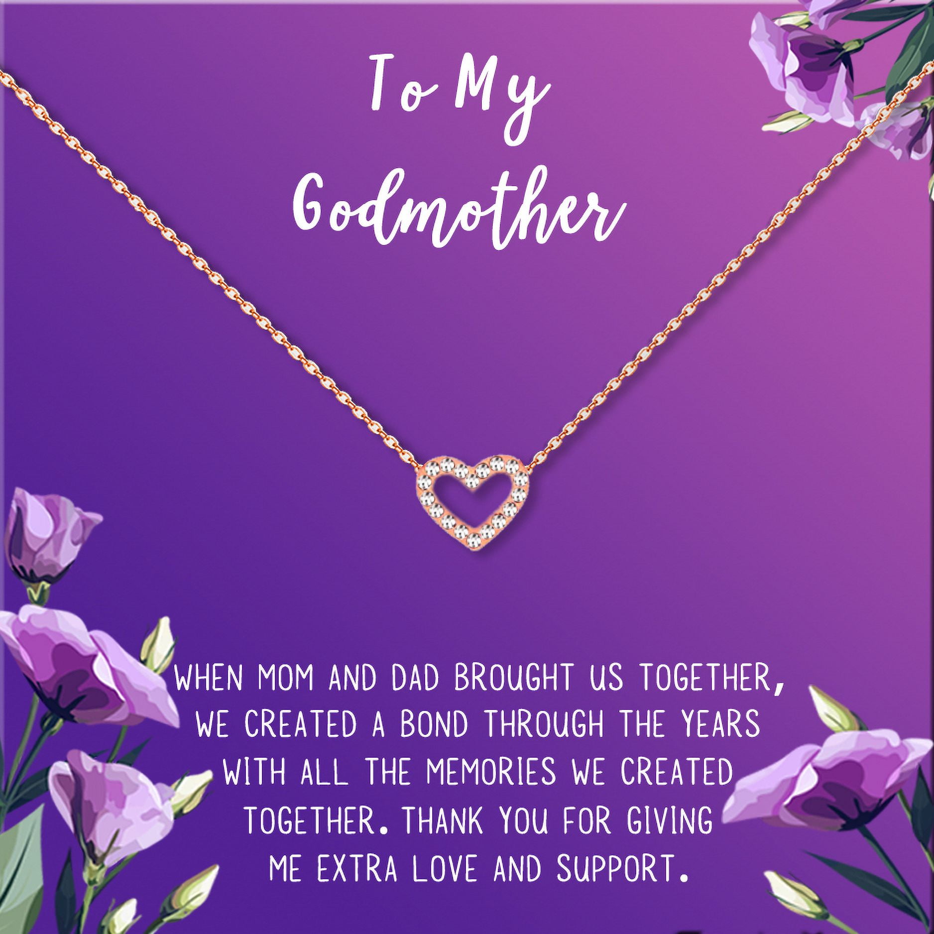 To My God Mother Mother's Day Gift, Gift for Her, Godmother's Day Gift, Godmother's Gift for Mother's Day, Godmother's Day Necklace and Card[Rose Gold Heart,Purple Gradient]