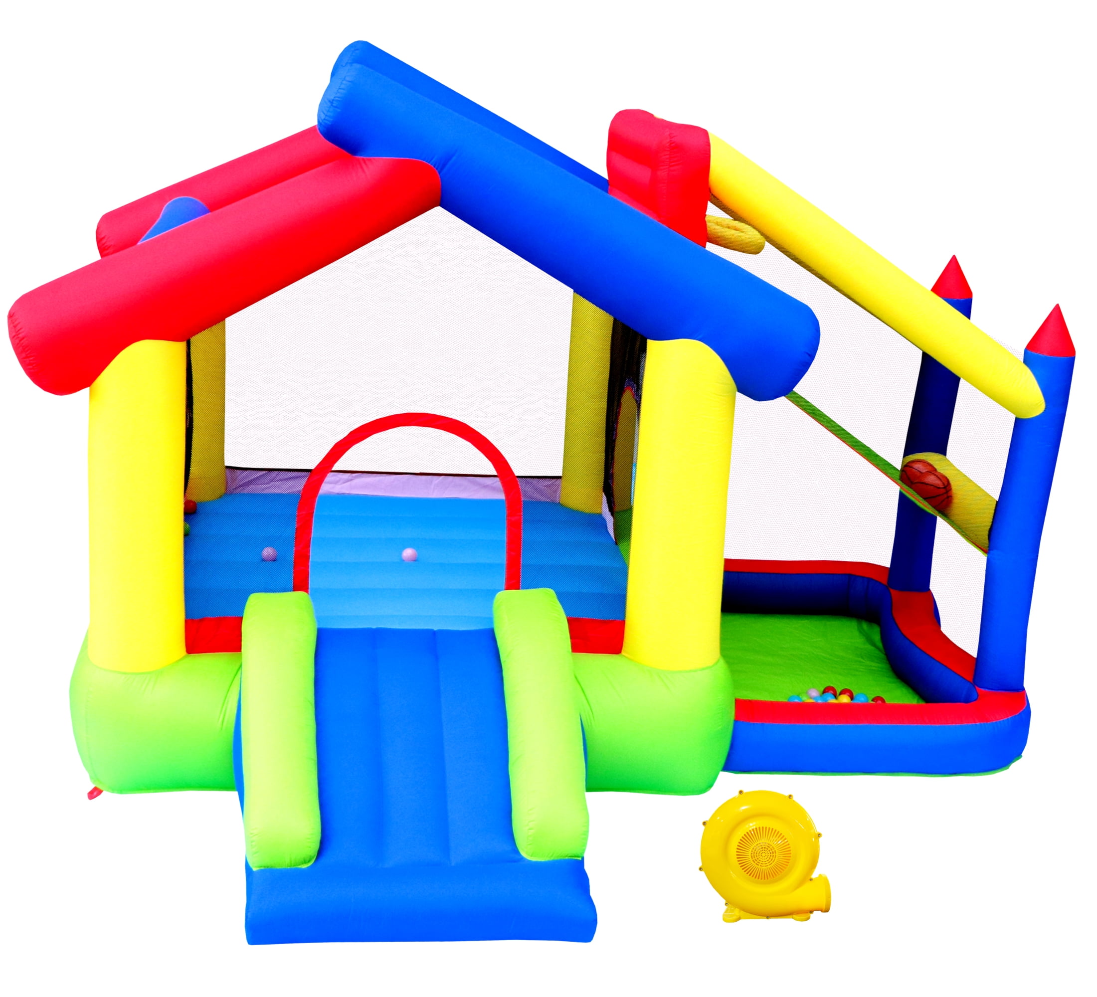 WELLFUNTIME Inflatable Bounce House,Jumping Castle Slide With Blower,Kids Bouncer With Ball Pit