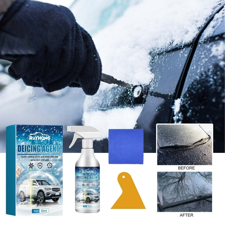 Clearance! Loyerfyivos Windshield Deicer Spray,Deicer Spray for Car  Windshield,Deicing Spray for Car,Window Snow Spray,for Car Windows,  Wipers,Mirrors & More（with Cleanning Cloth& Snow Shovel） 