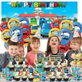 thumbnail image 4 of Tayo the Little Bus Birthday Supplies Plates Decorations Decor Backdrop Banner Cake Topper Fans, 4 of 6
