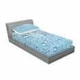 thumbnail image 3 of Ambesonne Modern Fitted Sheet & Pillow Sham Set, Glass with Water Marks, Full, Pale Blue White, 3 of 3