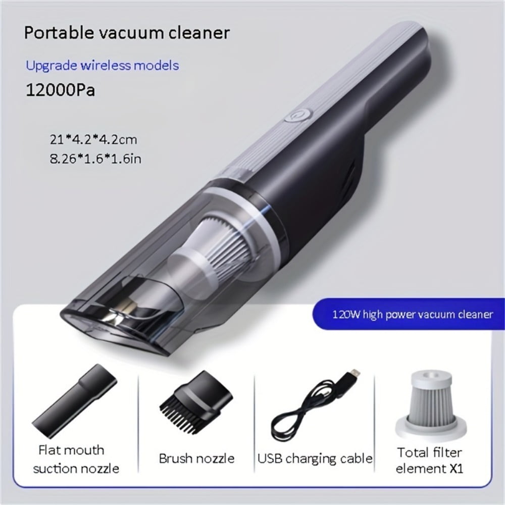 Handheld Vacuum Cordless, 12000PA Strong Suction Hand Held Car Vacuum Cleaner Portable with Multi-Nozzles & Washable Filter, Lightweight Dust Busters Rechargeable for Home, Car, Office, Pets