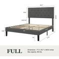 thumbnail image 5 of Sifurni Full Bed Frame Upholstered Platform Bed with Adjustable Headboard, No Box Spring Needed, Deep Gray, 5 of 9