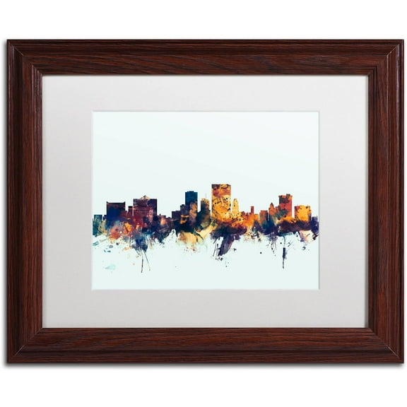 "El Paso Texas Skyline Blue" Canvas Art by Michael Tompsett, White Matte, Wood Frame