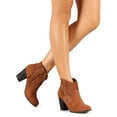 thumbnail image 6 of New Women Qupid Sake-31 Suede Perforated Chunky Heel Western Riding Bootie, 6 of 6