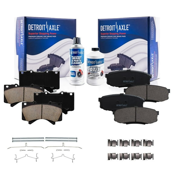 Detroit Axle - Brake Pads for 2008-2021 Lexus LX570 Toyota Land Cruiser Sequoia Tundra, Front & Rear Ceramic Brake Pads Replacement
