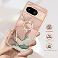 thumbnail image 6 of SaniMore for Google Pixel 8A Case, Marble Pattern 3 in 1 Heavy Duty Shockproof Full Body Hard PC+IMD Bumper Drop Protective Women Girls Cover Rotating Ring Bracket Stand for Google Pixel 8A, Pink, 6 of 10