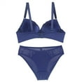 thumbnail image 4 of FUNUONY Women's Underwire Lace Bras Pu Sh Up Bra and Bikini Pan Ties Sets Push Up Bra and Panty Sets for Women Underwear Sets for Women Full Coverage Bra Blue 80D, 4 of 4