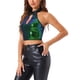 thumbnail image 4 of Top corto de lentejuelas INSPIRE CHIC para mujer con escote halter recortado y brillante, metálico XL azul verde, 4 of 5