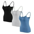 thumbnail image 2 of Otntypg 3 Pack Cotton Shelf Bra Camisole Tops for Women Adjustable Spaghetti Strap Athletic Workout Cami Tank Tops Summer Undershirts Multicolor#07 S, 2 of 6