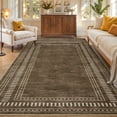 thumbnail image 2 of Garvee 9'x12' Modern Bordered Area Rug Geometric Carpet, Washable Non Slip Rug for Living Room Bedroom Home Decor, Brown, 2 of 10
