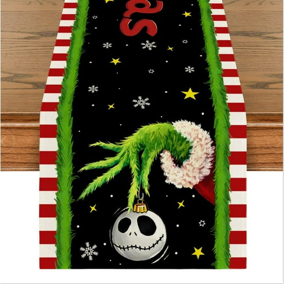 Christmas Table Runner Christmas Table Cover Christmas Decor Jack and Sally Decor New Year Xmas Decor Christmas Decorations for Party