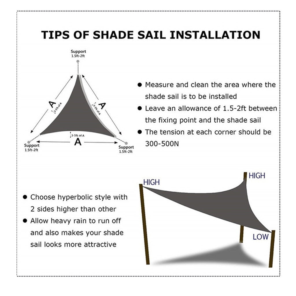 Nkmbld Portable Sun Shade Cloth for Garden Patio Awning Block Easy to Intall UV Protection, Waterproof Canopy, Portable for Beach Outdoor Patio Yard Garden Pool 3x3x3m