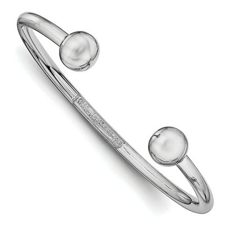 Sterling Silver 5.5in Rhodium-plated Just Like Mommy Polished Cuff Child's Bangle Bracelet