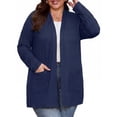 thumbnail image 2 of Cueply Plus Size Lightweight Cardigan for Women Long Sleeve Open Front Casual Cover Up with Pockets Soft Draped Layering Jacket 1X-4X, 2 of 9
