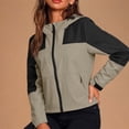 thumbnail image 5 of PBFRDSJ Windbreaker Jacket Women Color Block Drawstring Waterproof Hooded Coat Thin Breathable Nylon Outdoor Jacket for Climbing Hiking, 5 of 9