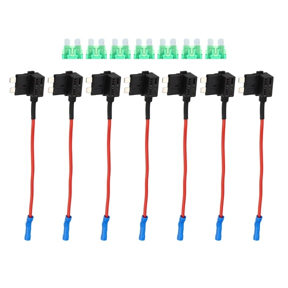 Unique Bargains 1 Set Universal 7pcs Car Fuse Tap Adapter 12V with 7pcs 30A Standard APR ATC Blade Type Fuse