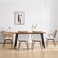 thumbnail image 3 of Guyou Metal Dining Chairs Set of 2, Mid-Century Modern Upholstered Linen Kitchen Chairs with Antique Copper Spindle Back and Armrests for Dining Room/Restaurant, Beige, 3 of 7
