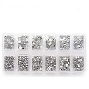 Zealer 1800pcs Clear Crystal Nail Art Rhinestones Round Beads Top Grade Flatback Glass Charms Gems Stones for Nails Decoration Crafts Eye Makeup Clothes Shoes 300pcs Each (Mix SS3 6 10 12 16 20)