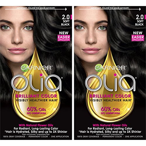 Garnier Olia Ammonia-Free Brilliant Color Oil-Rich Permanent Hair Color,   Soft Black Dye, 2 Pack 