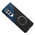 thumbnail image 2 of Carbon Fiber Magnetic Case for Samsung Galaxy Z Fold 3, Compatible with MagSafe Sturdy Durable for Galaxy Z Fold 3 Aramid Fiber Thin Case-Black Blue, 2 of 3