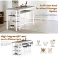 thumbnail image 4 of LinkRomat Bar Table and Chairs Set for 2, Marble Kitchen Island Table with 2 PU Bar Stools, Tall Kitchen Table and Chairs with Storage for Small Spaces, Home & Apartment, Gray, 4 of 8