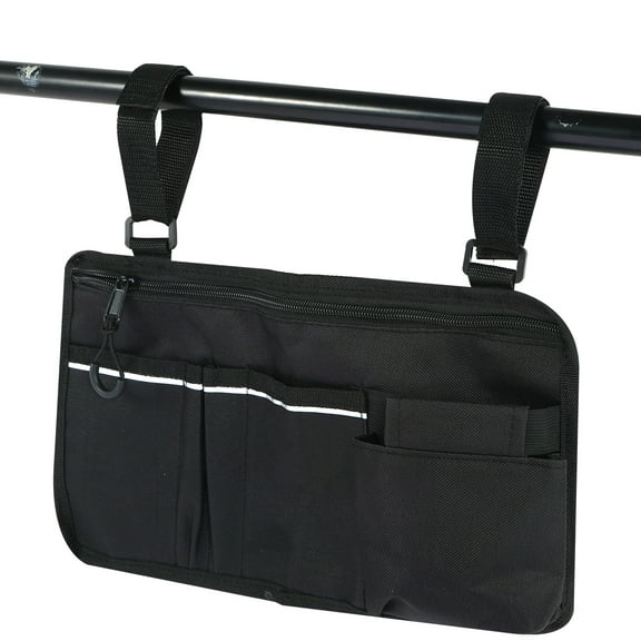 Wheelchair Side Bag with Reflective Strap Large Capacity Wheelchairs Storage Organizer Bag Waterproof Walker Bag Adjustable Wheelchair Armrest Pouch for Most Wheelchairs