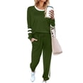 thumbnail image 1 of UVN Survêtements Femmes Ensemble 2 Pcs Ensemble de Jogging Décontracté 2 Pcs Chandails en Molleton Rayés Longs Survêtements, 1 of 10