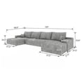 thumbnail image 3 of CKEASEA 135" Oversized Corduroy U Shaped Modular Sectional Sofa for Living Room, Boneless Couch with Left Facing Chaise & Ottoman, No Assembly Required, Convertible Sleeper Couch Compressed Foam Sofa, 3 of 10