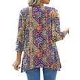 thumbnail image 4 of Fantaslook Plus Size Women Tunic Tops 3/4 Sleeve Dressy Casual Blouses Loose Flowy Floral Shirts, 4 of 8