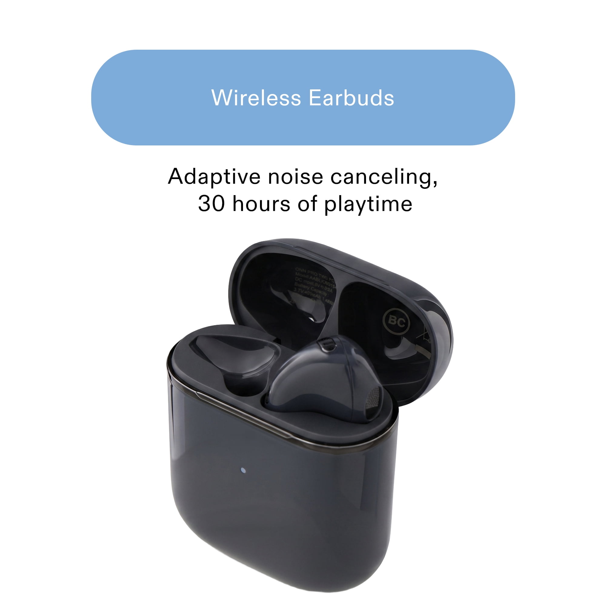 Onn Vibraudio Pro 2 Wireless Earbuds with Bluetooth and Noise Canceling, Black
